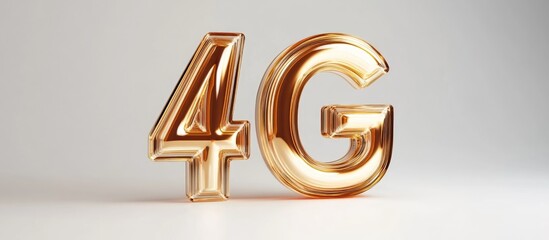 Poster - 3D illustration of a 4G symbol representing high speed wireless cellular data on a white background