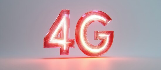 Poster - 3D illustration of a 4G symbol representing high speed wireless cellular data on a white background