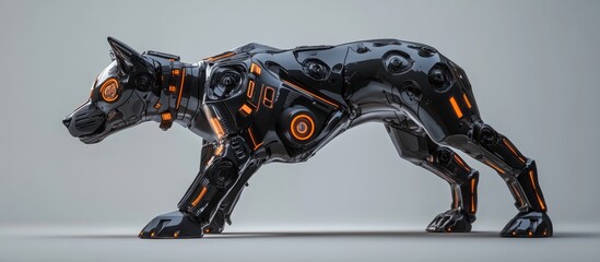 Wall Mural - 3d illustration of a cartoon style cyber dog in a standing position viewed from the side