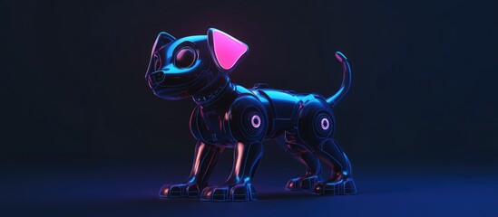 Wall Mural - 3d illustration of a cartoon style cyber dog in a standing position viewed from the side