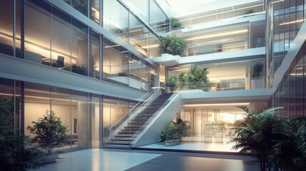 Poster - 3D illustration of a contemporary office building