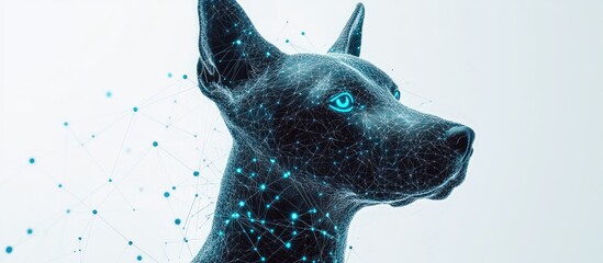 Poster - 3D illustration of a cyber dog ID portrait on a white background