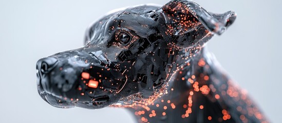 Poster - 3D illustration of a cyber dog ID portrait on a white background