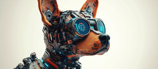 Poster - 3D illustration of a cyber dog ID portrait on a white background