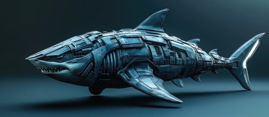Poster - 3D illustration of a cyber shark in an upright position