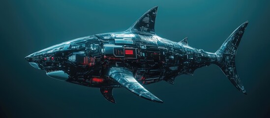 Poster - 3D illustration of a cyber shark in an upright position