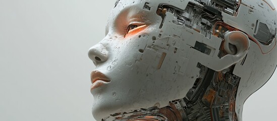 Wall Mural - 3d illustration of a cybernetic female head