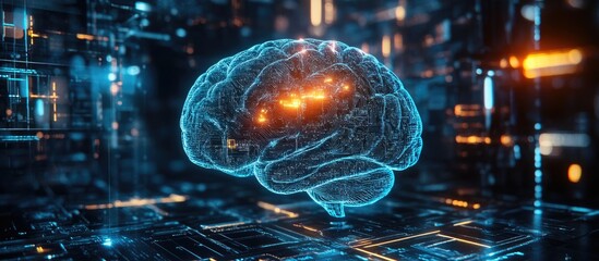 Aufkleber - 3D illustration of a digital brain concept