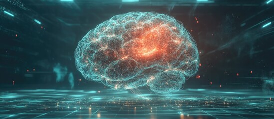 Aufkleber - 3D illustration of a digital brain concept