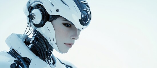 Poster - 3d illustration of a female robot on a white backdrop