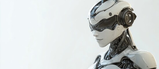 Poster - 3D illustration of a female robot on a white backdrop
