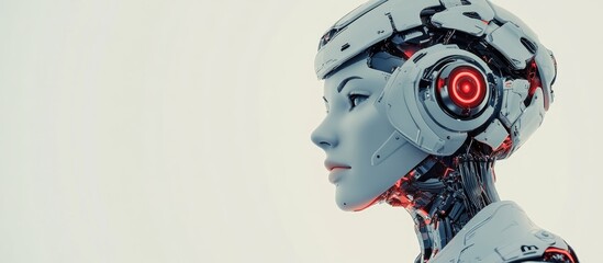 Poster - 3D illustration of a female robot on a white background