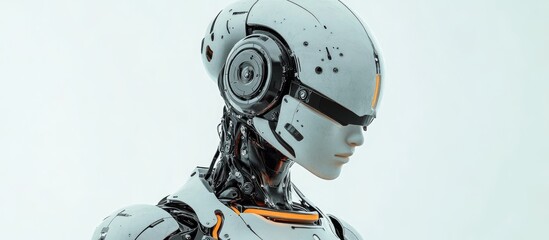 Poster - 3D illustration of a female robot on a white background