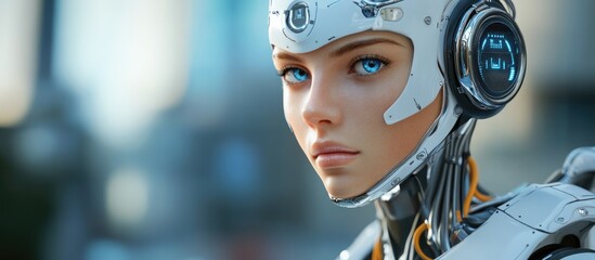 Poster - 3D illustration of a female robotic figure