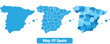 © Abdul - Vector Blue Spain political maps with borders regions simple flat illustration set