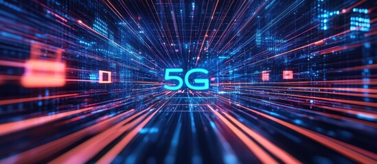 Poster - 3D illustration of a futuristic 5G network environment