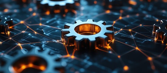 Poster - 3D illustration of a gear representing a network concept