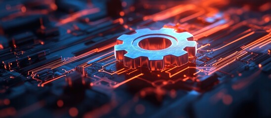 Poster - 3D illustration of a gear representing a network concept