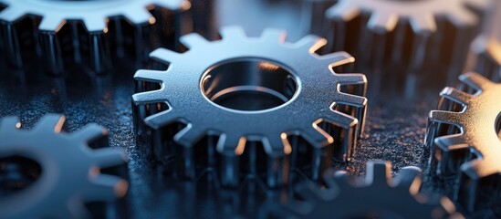 Poster - 3D illustration of a gear representing a network concept
