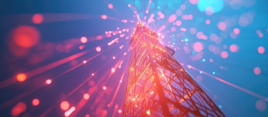 Poster - 3D illustration of a high speed mobile internet connection tower representing advancements in telecommunications technology