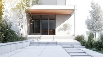 Poster - 3D illustration of a house architecture design sketch