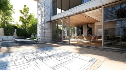 Poster - 3D illustration of a house design and construction