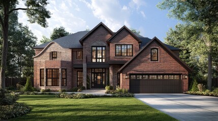 Poster - 3D illustration of a house design and construction
