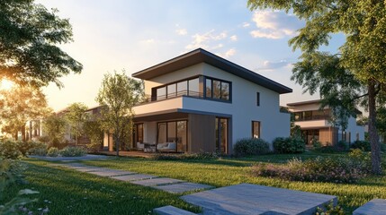 Poster - 3D illustration of a house design and construction