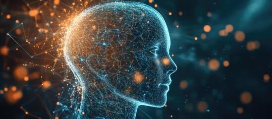 Aufkleber - 3D illustration of a human head intertwined with technology symbols ideal for projects focused on consciousness intellect and artificial intelligence