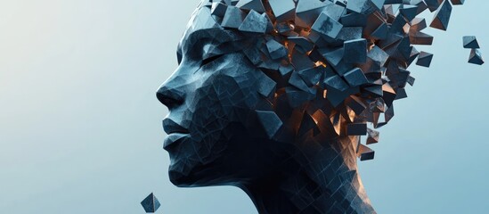 Aufkleber - 3D illustration of a humanoid head made up of geometric shapes Concept of artificial intelligence and robotic design