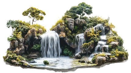 waterfall on transparent white background