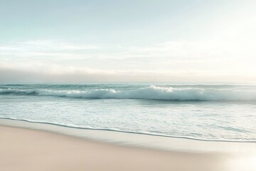 Wall Mural - serene beach scene with gentle waves and clear sky