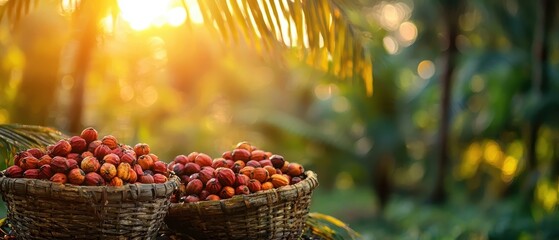 Wall Mural - Bountiful Harvest: Ripe Dates in a Lush Tropical Setting