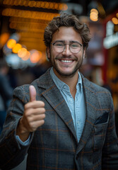 Poster - A man in a suit is giving a thumbs up. He is smiling and he is happy