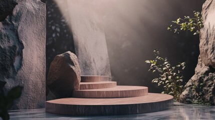 Poster - Tranquil Stone Steps in Natural Setting