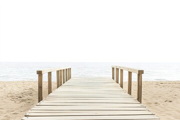 Wall Mural - wooden pier on empty beach leading to serene ocean