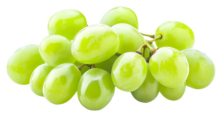 Wall Mural - Fresh green grapes clustered together isolated on transparent background