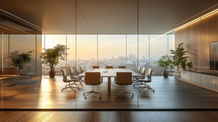 Poster - Business meeting in a glass-walled conference room