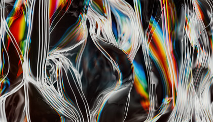 Abstract glass background with layers of textile