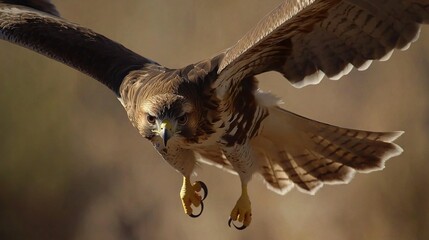 Canvas Print -   A close-up of a bird of prey with its wings spread and eyes open