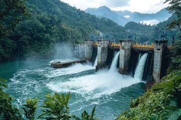 Canvas Print - Hydroelectric power turbines