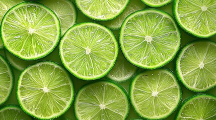 Sticker -   A collection of halved limes stacked atop each other with droplets of water