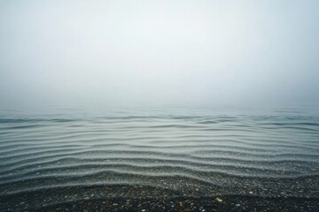 Wall Mural - Ripples of water coming into the shore in the fog