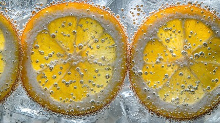 Sticker -   Three lemons on foil with water droplets