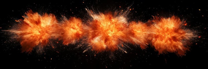 Poster - Vibrant explosions erupt in various forms, illuminating the dark backdrop with fiery colors, emphasizing the immense energy and dramatic effects of combustion in action