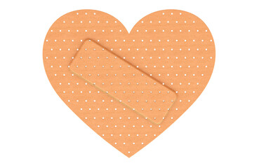 Poster - adhesive bandage heart shaped plaster, 3d rendering isolated on transparent background