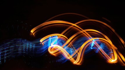 Wall Mural - Abstract Light Trails in Blue and Orange