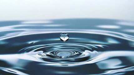 Poster - single water droplet creating ripples on a calm water surface, symbolizing tranquility, purity, and the ripple effect of a single action or thought