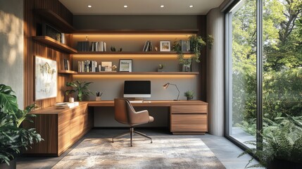 Poster - Minimalist home office with natural light
