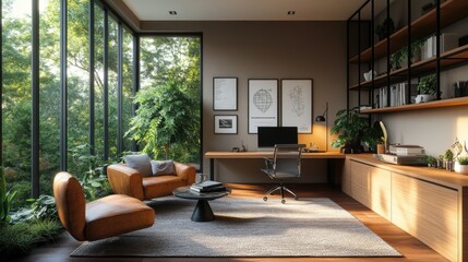 Poster - Minimalist home office with natural light